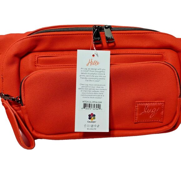 Lug Hitch Belt Bag Papaya Vegan Leather Crossbody Strap Extender RFID Card Slot - Picture 4 of 9